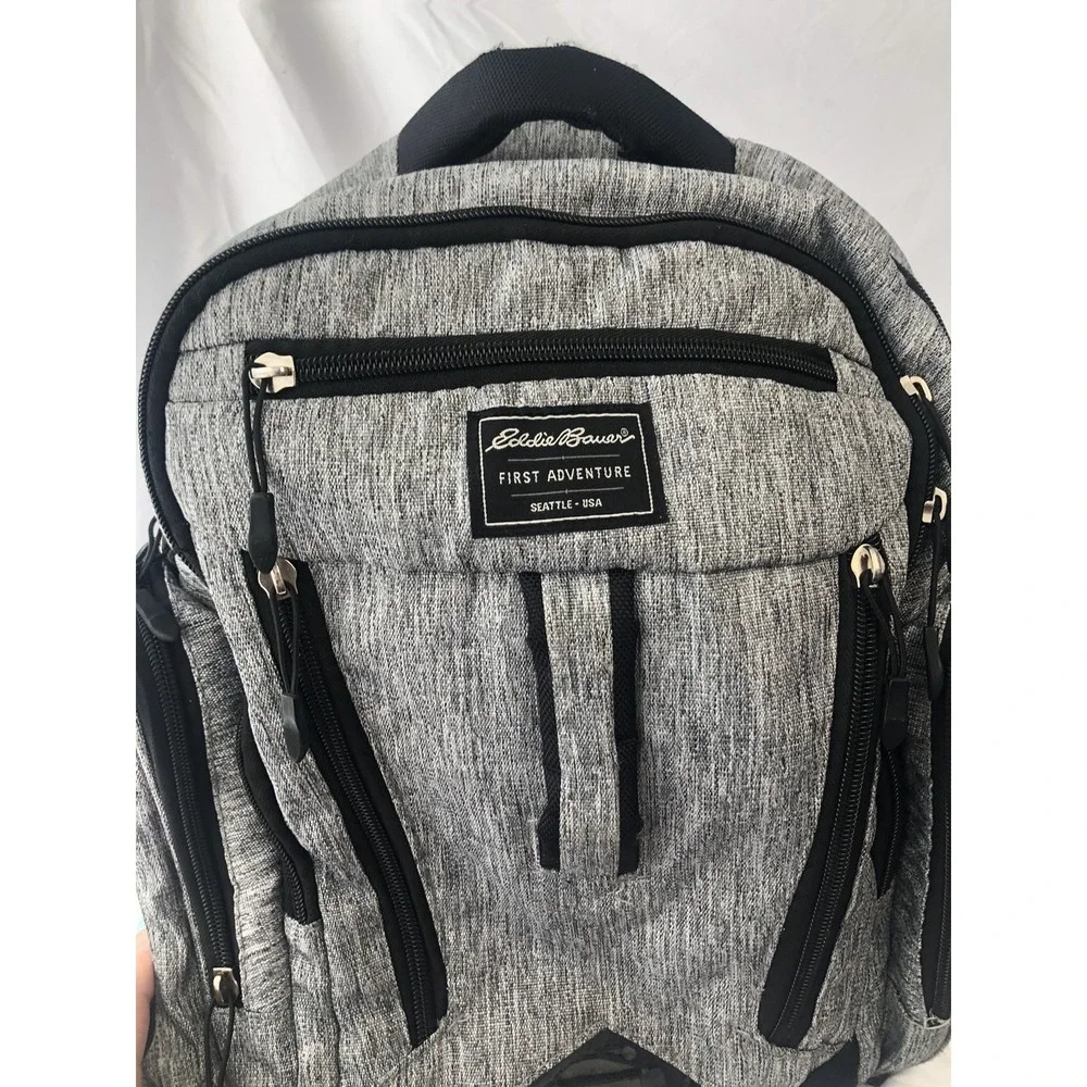 Eddie Bauer Bridgeport Diaper Bag Backpack‎ Gray Black Trim